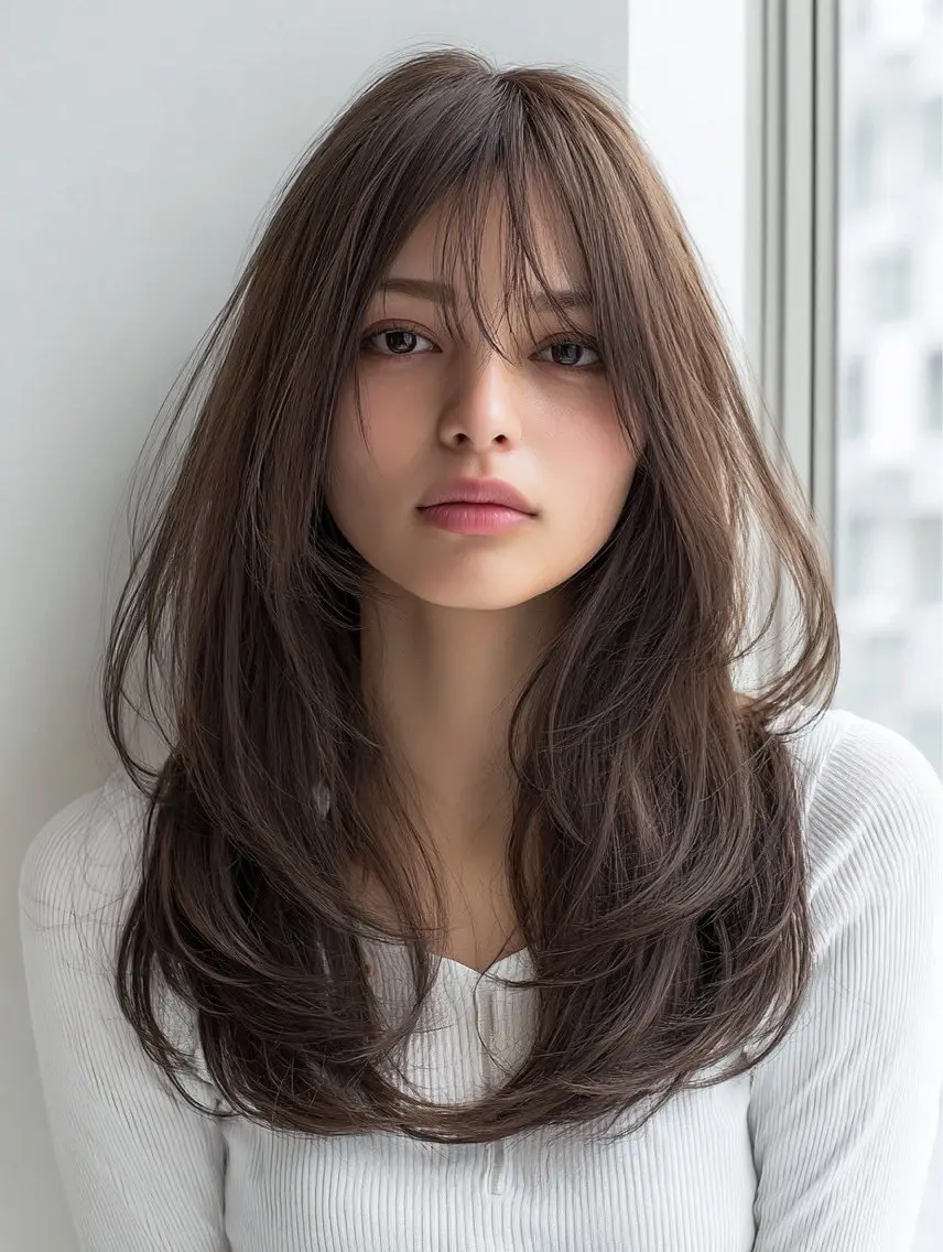 ロング 縮毛矯正 絶対綺麗な暖色カラー 🎯あります✨増渕✨のヘアスタイル