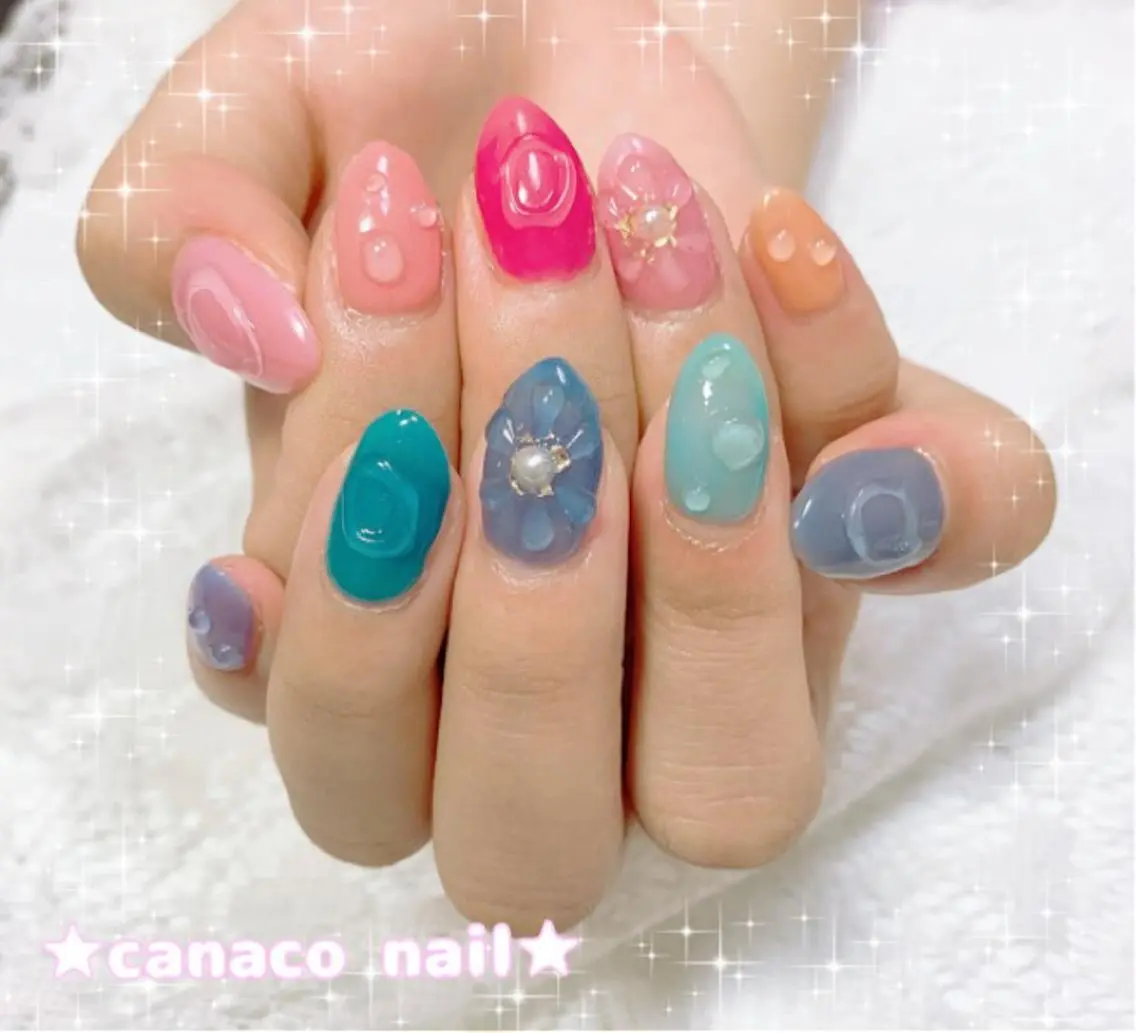 ネイル アートネイル クリアネイル ぷっくりネイル ベテランネイル cnc nailのネイルデザイン