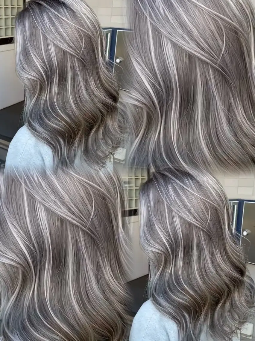 ロング カラー ブリーチ ケアブリーチ デザインカラー グレージュ ハイライトカラー カット ヘアカラー トリートメント 表参道/ハイライト バレイヤージュのヘアスタイル