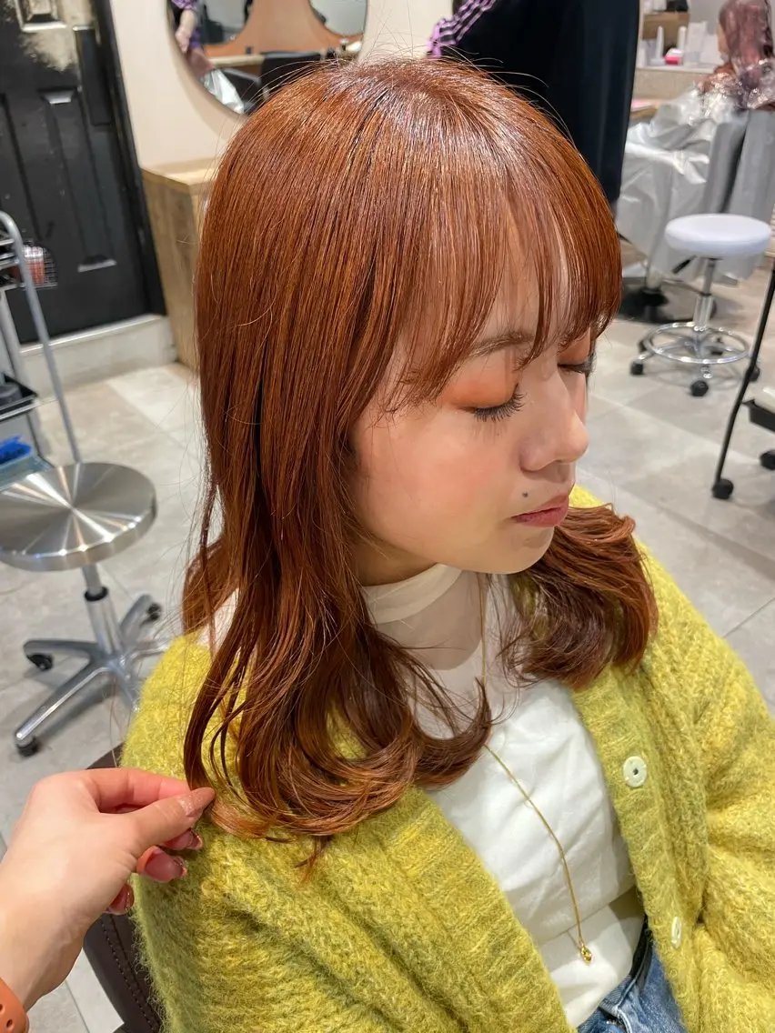 セミロング カラー ベージュカラー オレンジ オレンジベージュ カット ヘアカラー トリートメント 💐パーソナルカラー /市橋加菜💐のヘアスタイル