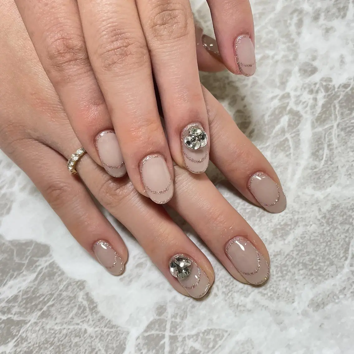 ネイル フラッシュネイル フレンチネイル ラメ(グリッター) ハンドネイル K's nail kotoeのネイルデザイン