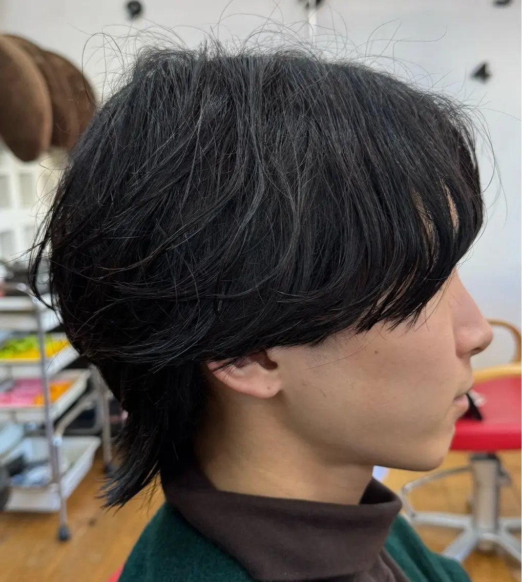 ミディアム ウルフカット カット 焼津メンズパーマ特化 大石雄生のヘアスタイル