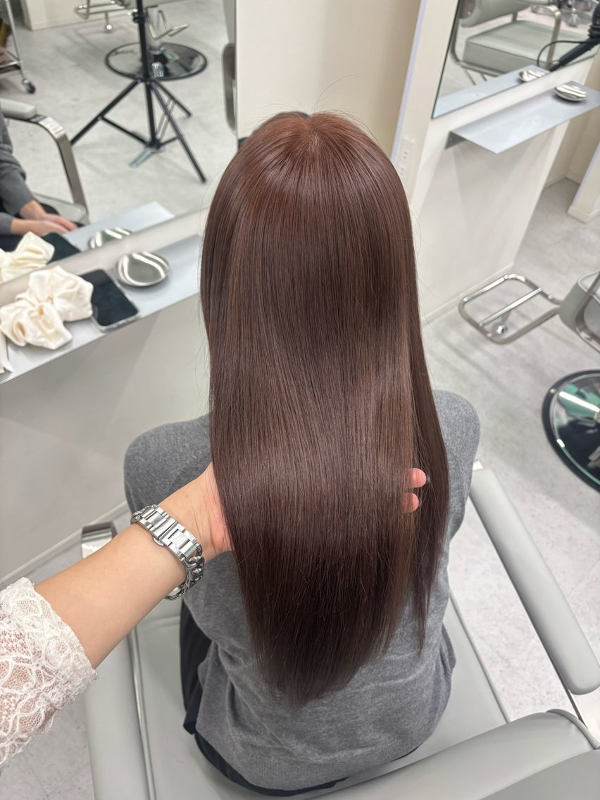 ロング カラー ブリーチ ブラウンカラー チョコレートブラウン 透明感カラー ヘアカラー トリートメント 透明感/ハイトーン/ PELE/みあのヘアスタイル