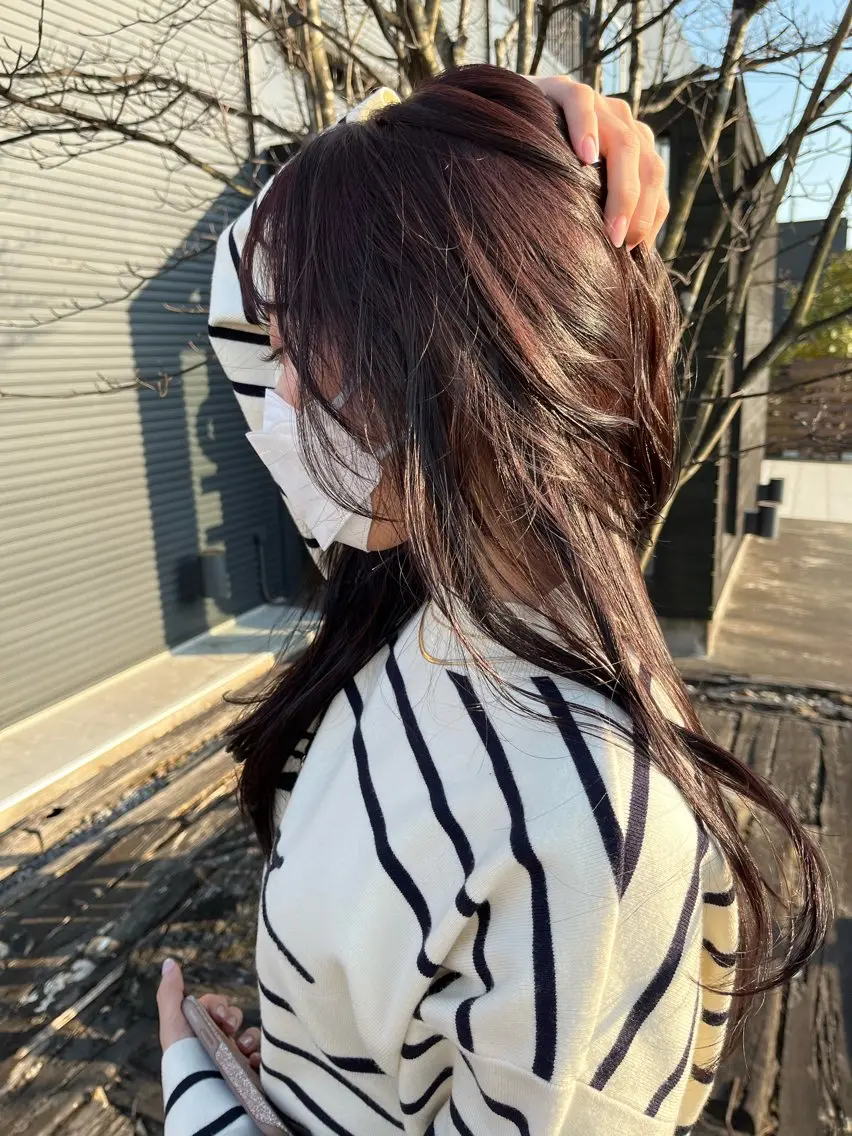 ロング カラー ブラウンカラー パープルカラー パープルブラウン TAKAHASHI REIKAのヘアスタイル