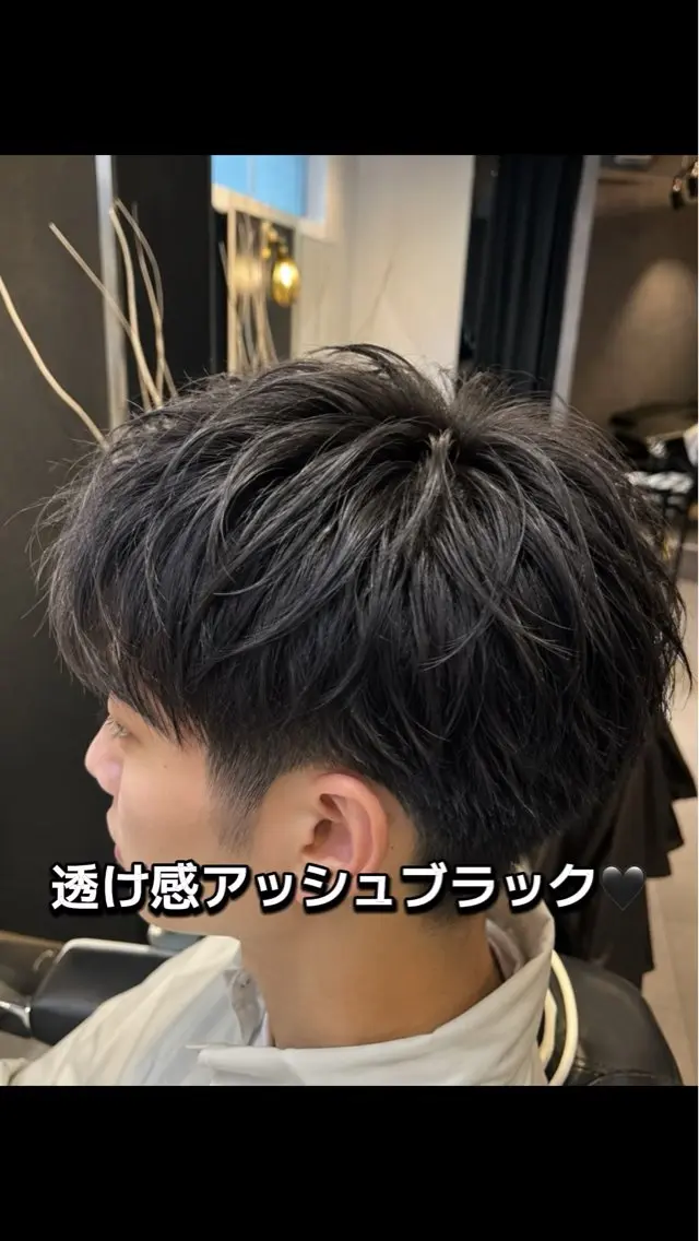 ショート カラー メンズ メンズ就活ヘア 学生（メンズ向け） アッシュ アッシュブラック 黒髪 ヘアカラー ヘアセット 🦖櫂斗🦖／ 大宮／透明感カラーのヘアスタイル