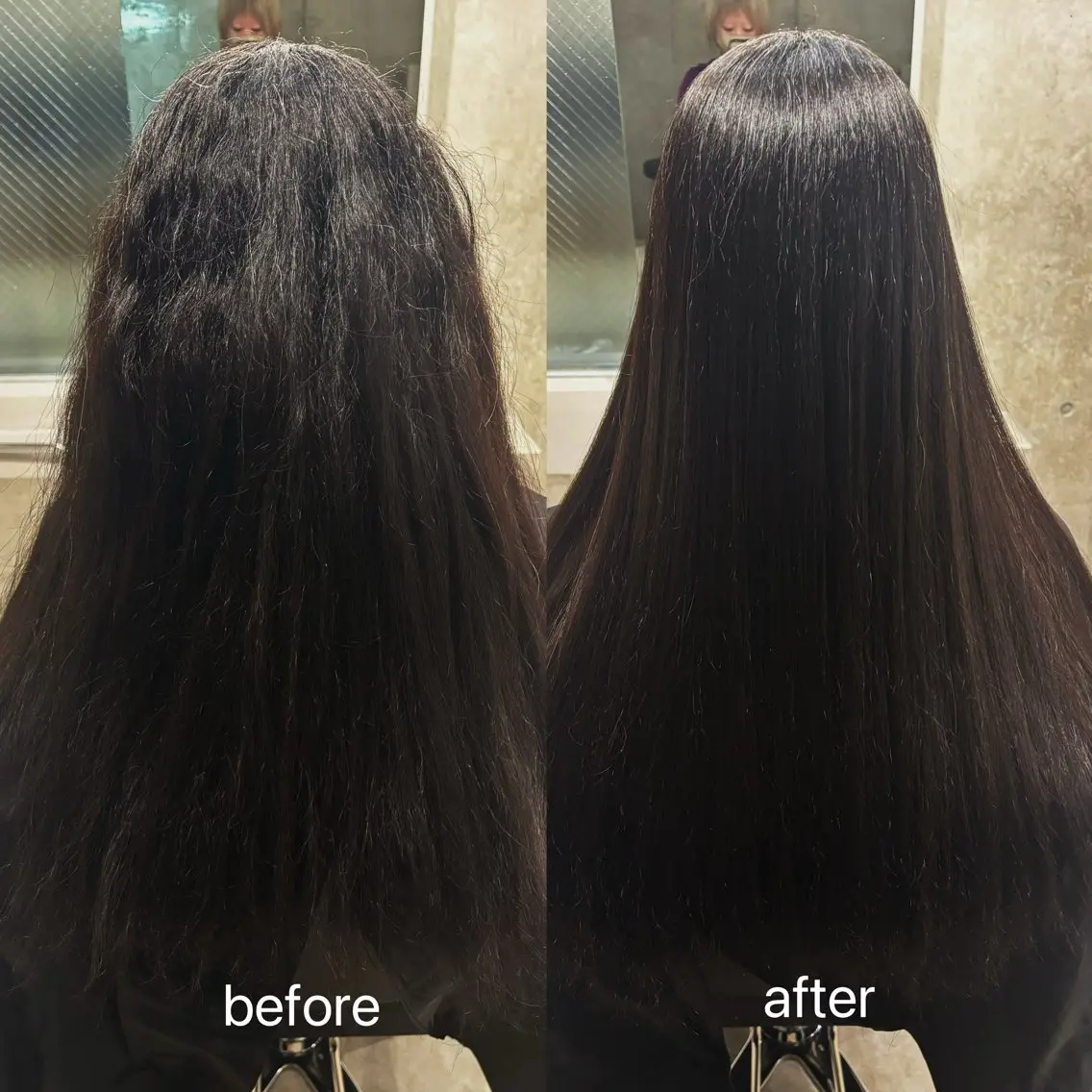 ロング 縮毛矯正 デザインカラー みさのヘアスタイル