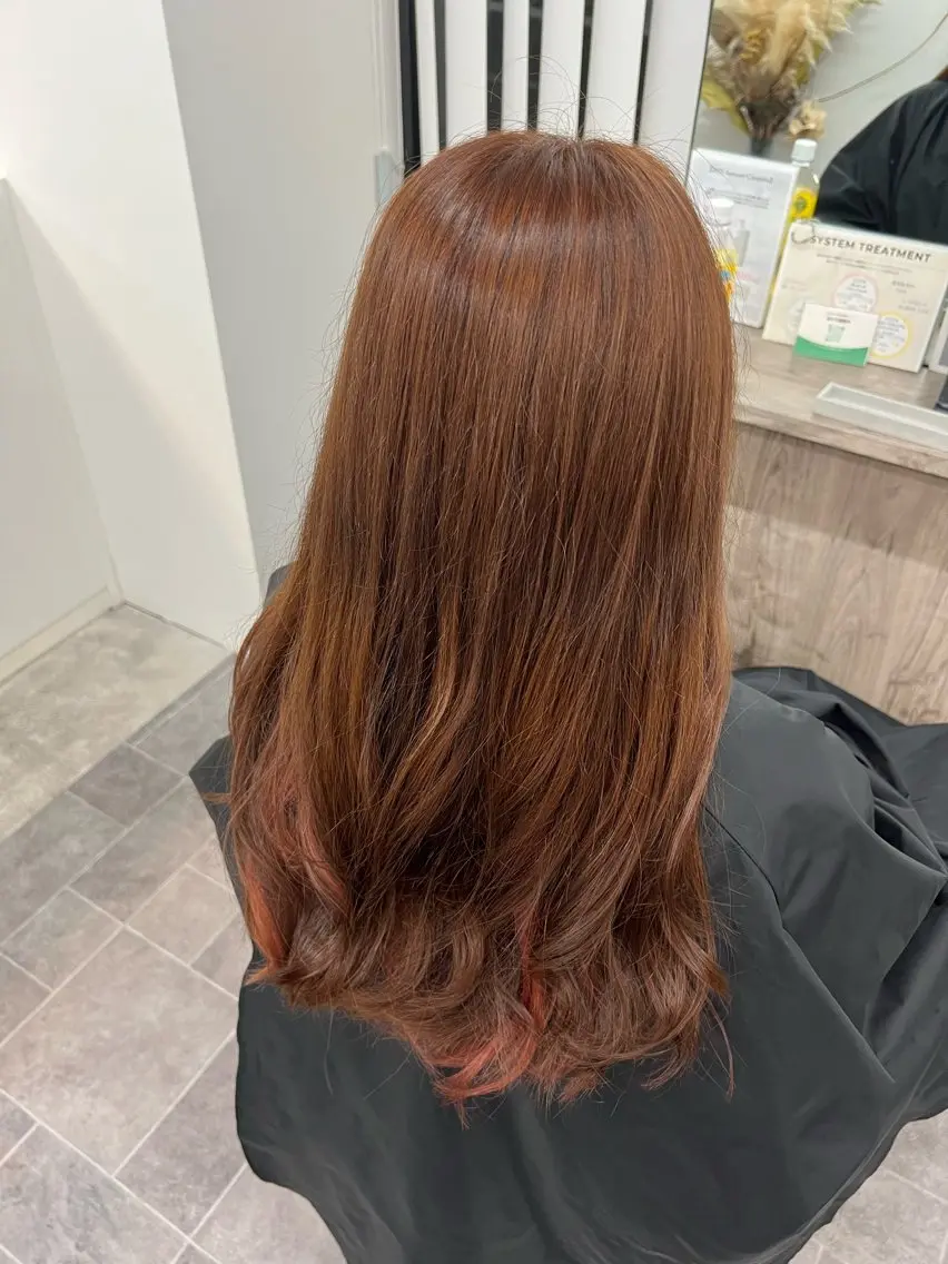 カラー ブラウンカラー インナーカラー ピンクカラー レッドカラー あやの/ Jr.スタイリストのヘアスタイル