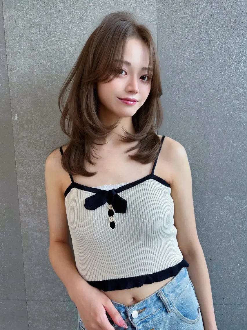 ミディアム カラー ベージュカラー ブリーチ 透明感カラー ブリーチなしカラー 髪質改善 カット ヘアカラー トリートメント 【博多髪質改善】 吉村 清志のヘアスタイル