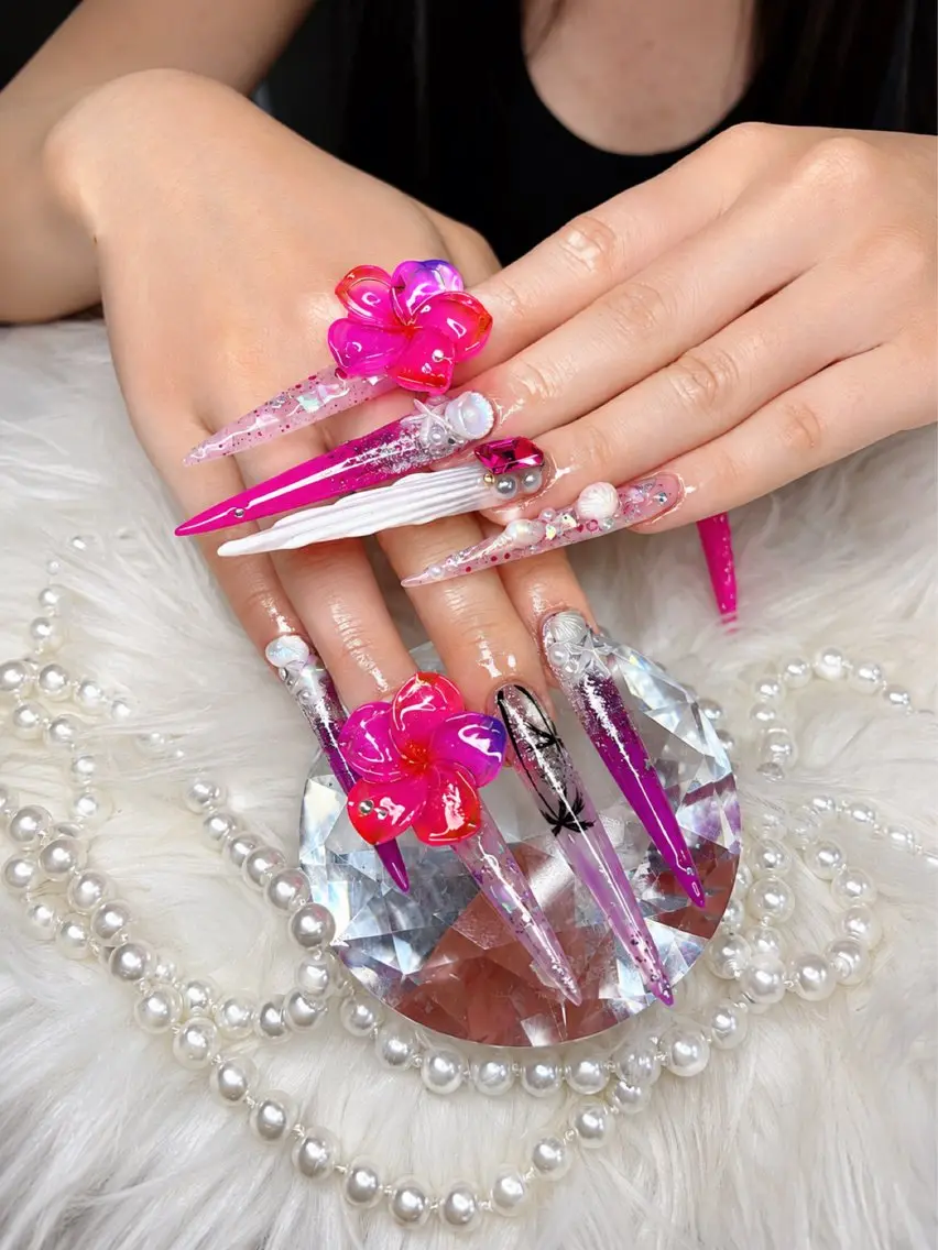 ネイル アートネイル オーロラネイル チークネイル 長さ出し フットネイル Chan nailsのネイルデザイン
