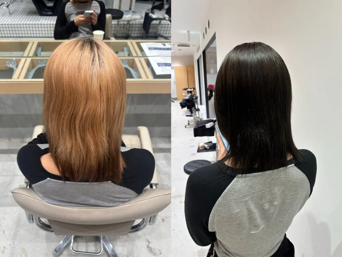 カラー ブリーチ 透明感カラー グレージュ オリーブグレージュ オリーブグレー enne/栄/ れみのヘアスタイル