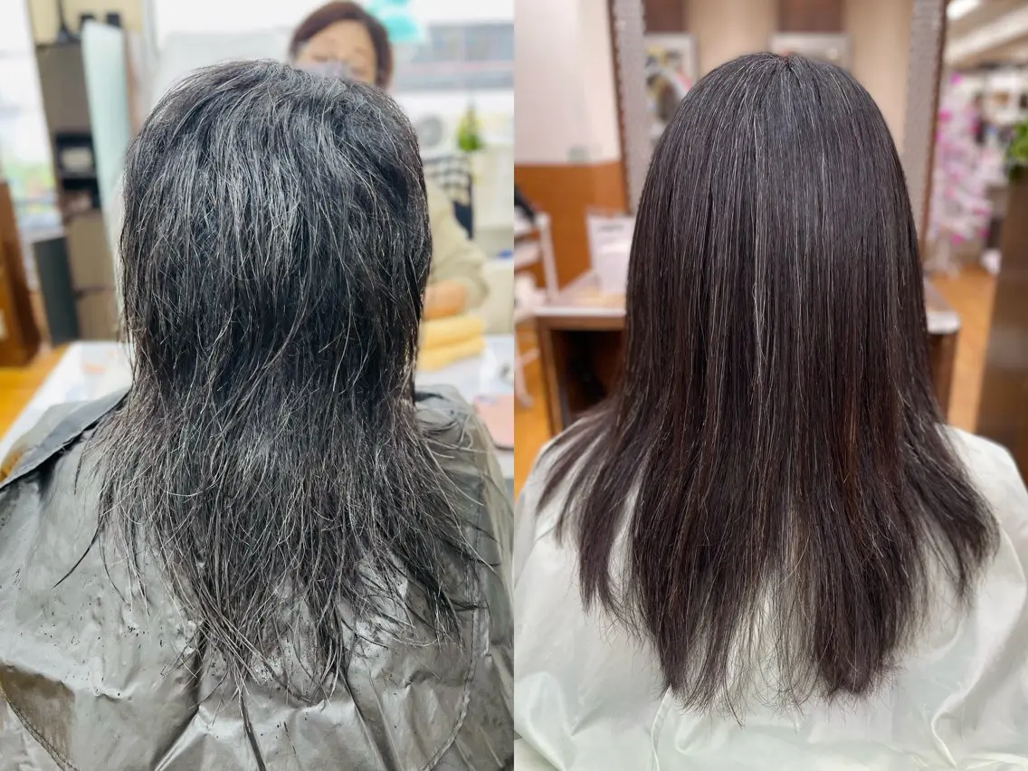セミロング パーマ 縮毛矯正 ふくおか なな Toiro 武蔵小杉のヘアスタイル