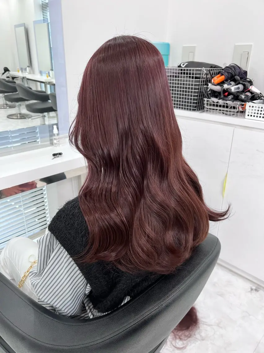 🍒色持ちのいい暖色ワンカラー➕トレンドカット🍒ボルドー・ワインレッドなど🍒の写真