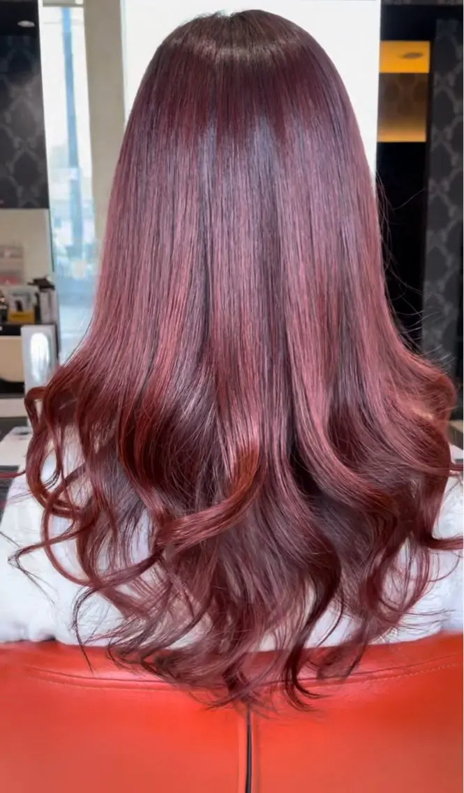 ロング カラー ブラウンカラー ピンクカラー ピンクブラウン カット ヘアカラー 齋藤 拓郎のヘアスタイル