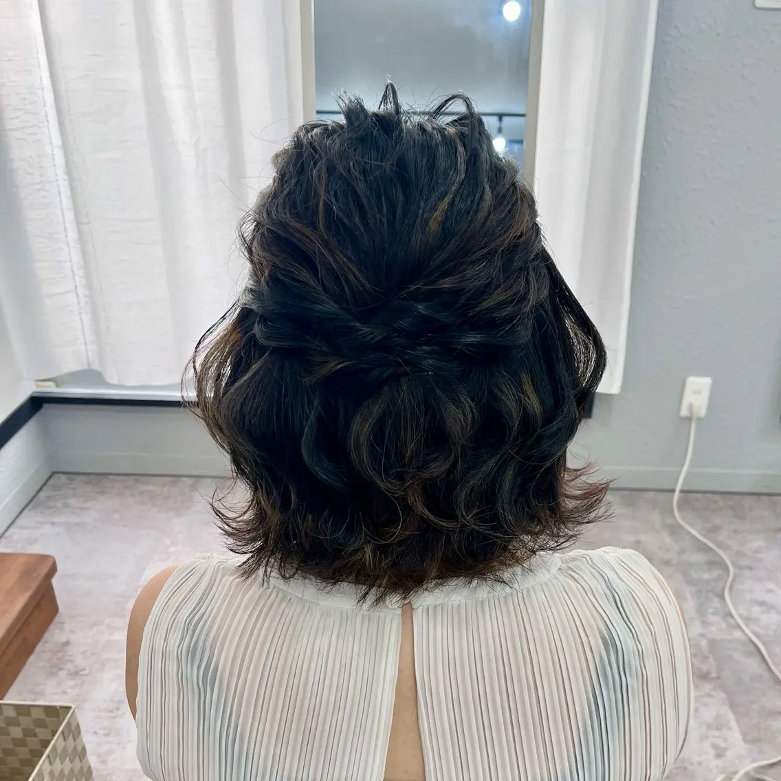ヘアアレンジ ハーフアップ 玉城 里奈のマツエク・マツパデザイン