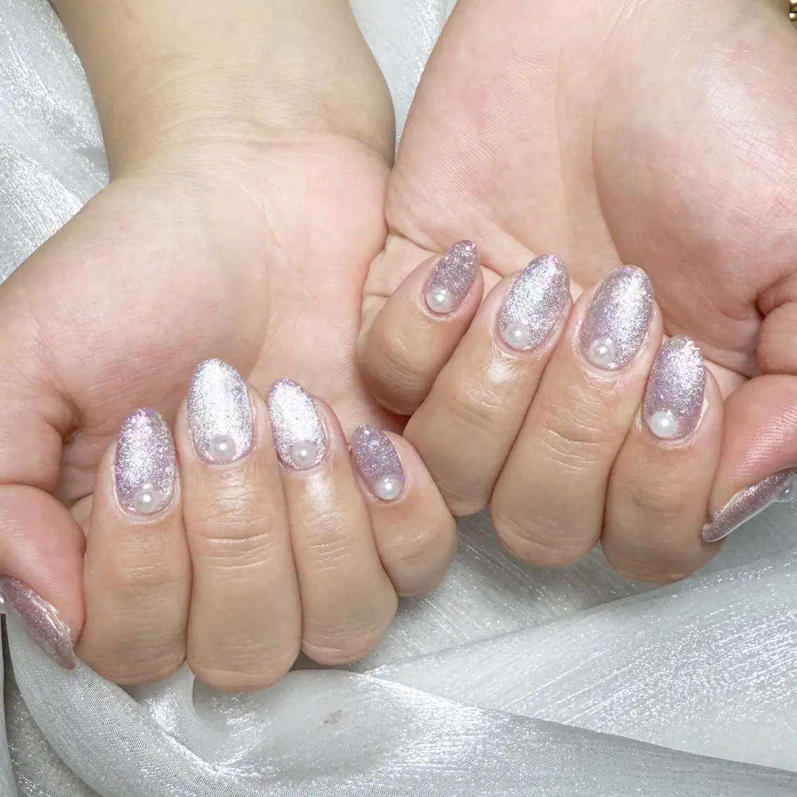 メンズ ネイル メンズ韓国風 アートネイル オーロラネイル ガーリー キラキラネイル ハンドネイル Nail salon 木にいるのネイルデザイン