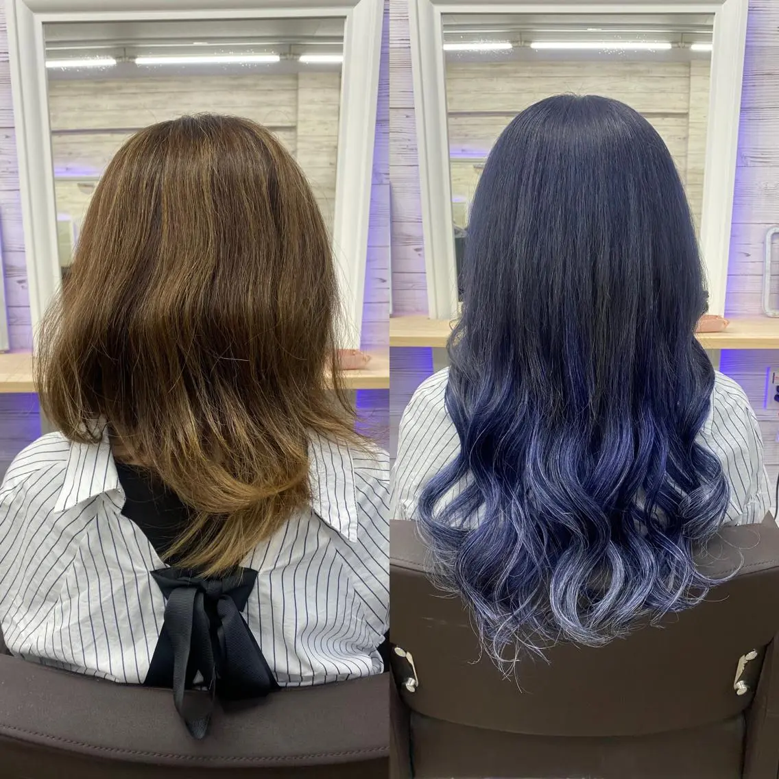 セミロング カラー ヘアアレンジ ショートボブ 編み込みエクステ シールエクステ セミロングパーマ バレイヤージュ LAVENDIA 初音のヘアスタイル