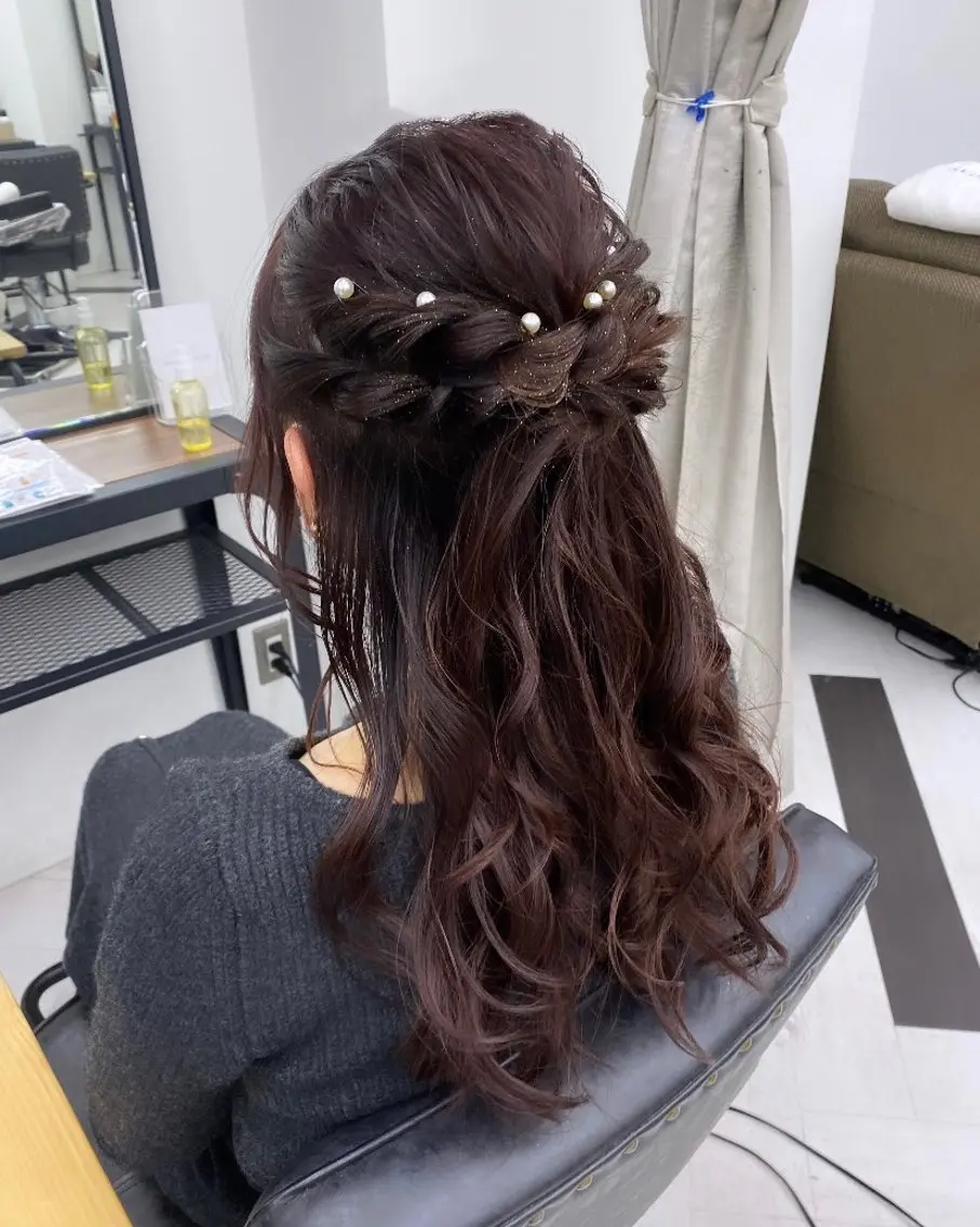 ロング ヘアアレンジ けいこ🍊ニュアンス ネイル/個性派ネイルのネイルデザイン
