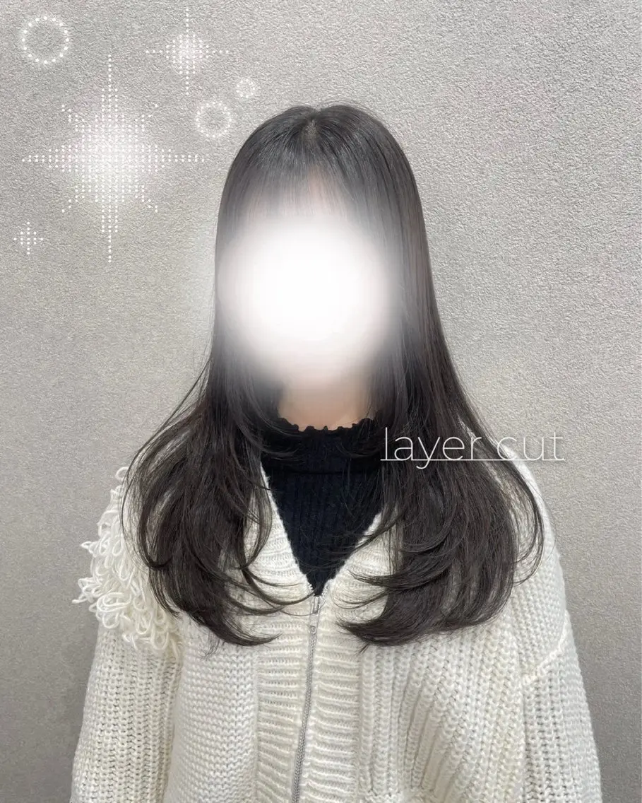ロング 伸ばしかけ レイヤーカット 小顔カット カット レイヤーカット/ ヘアカラー/RENAのヘアスタイル