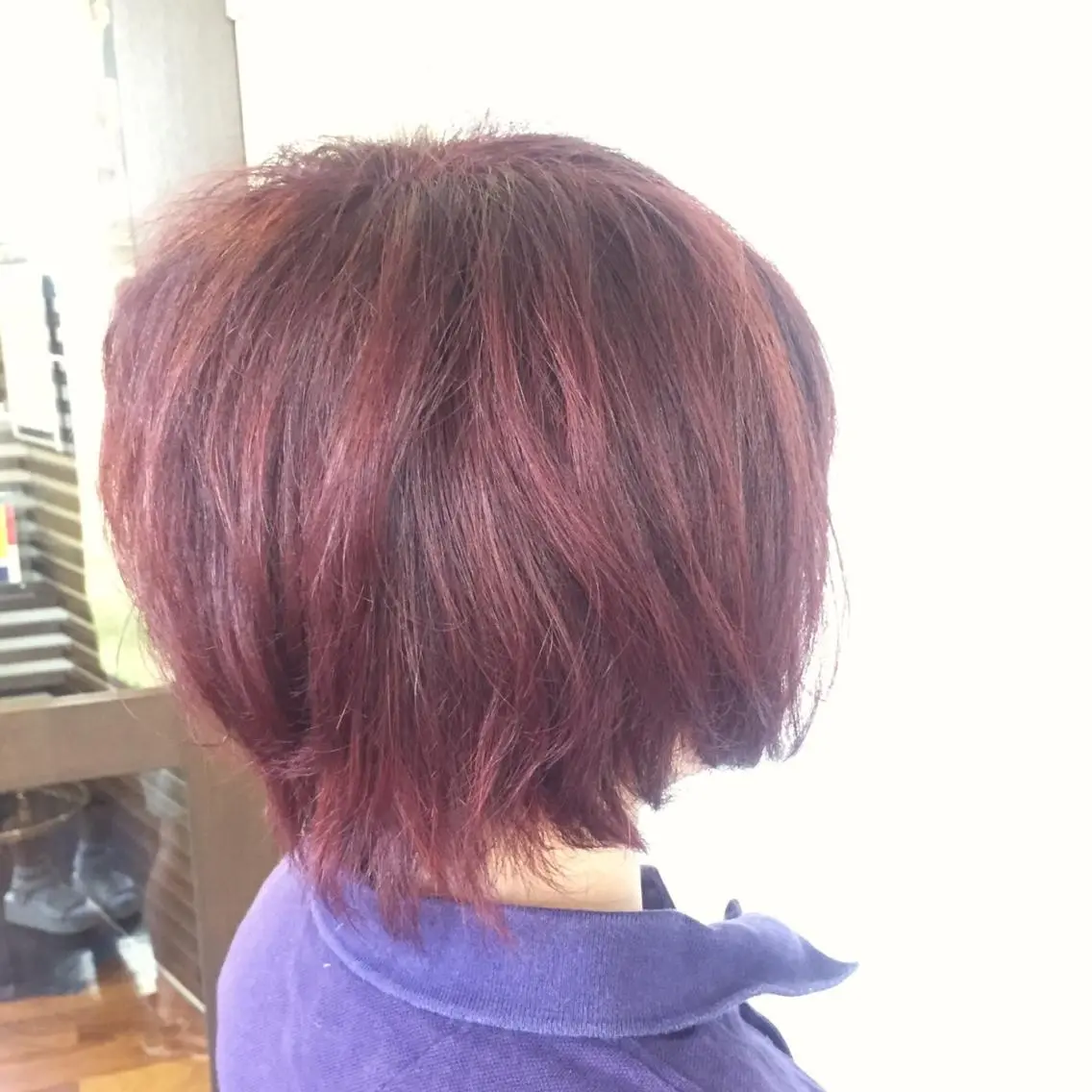 ショート カラー レッドカラー ローズカラー 大平 美沙のヘアスタイル