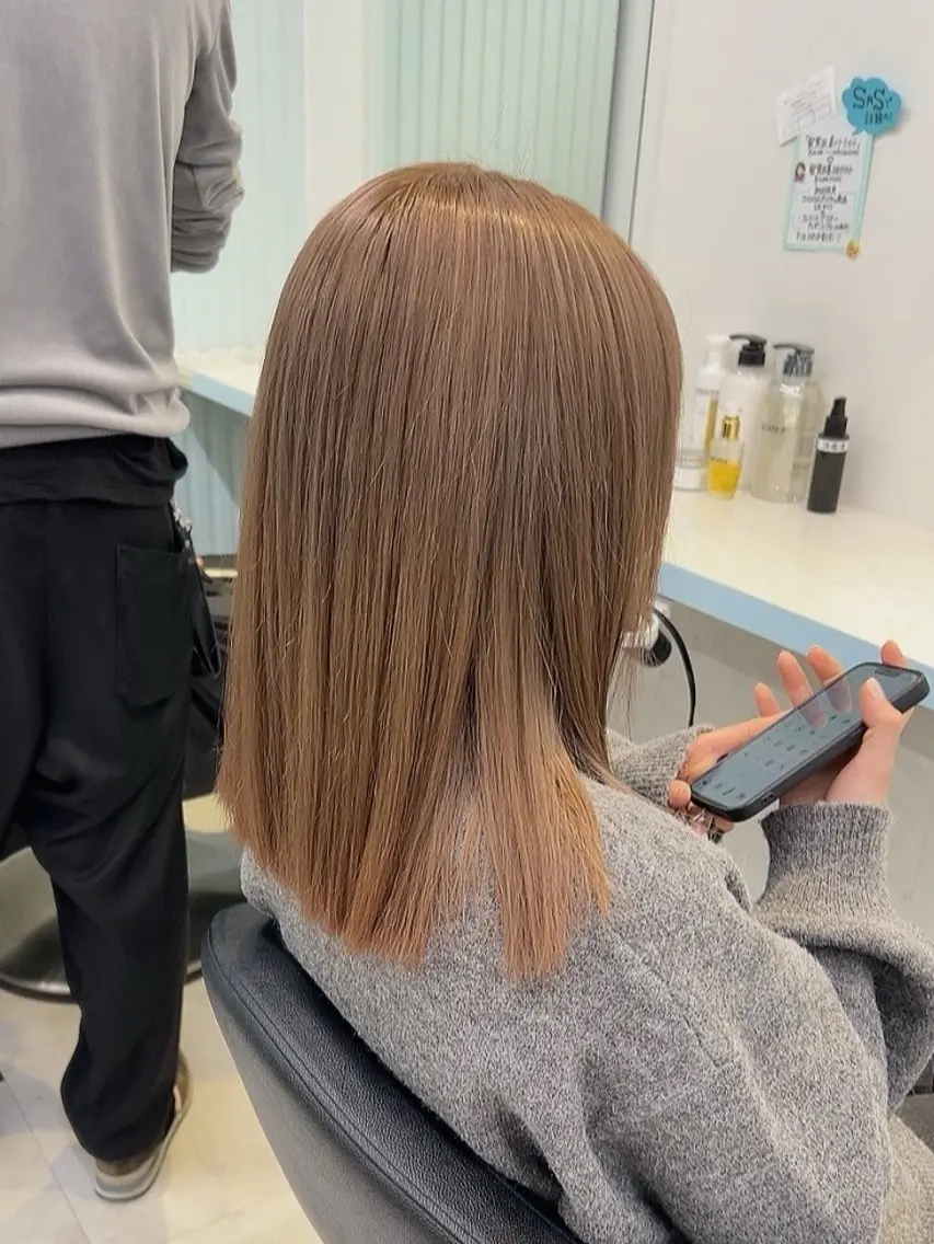 セミロング カラー ヘアカラー トリートメント ヘッドスパ 🥞ベージュ系カラー 【すずきりほ】🥞のヘアスタイル