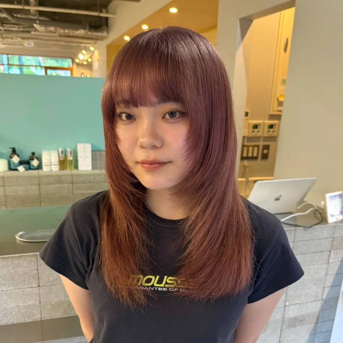 ロング カラー ベージュカラー ダブルカラー ピンクカラー ピンクベージュ カット ヘアカラー cipre シンモン チナリのヘアスタイル