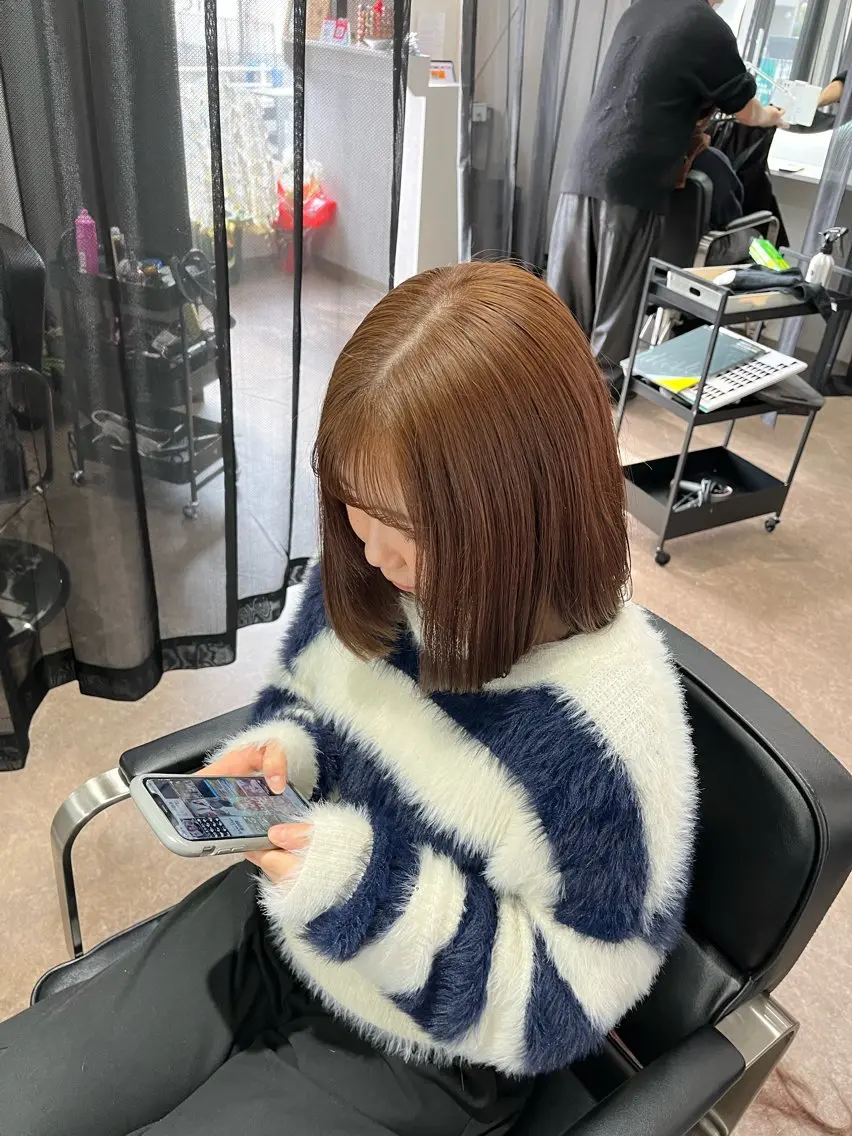 ミディアム カラー ベージュカラー ブリーチ ダブルカラー ブリーチなしカラー ヘアカラー 本木下朋花/髪質 改善×ダブルカラーのヘアスタイル