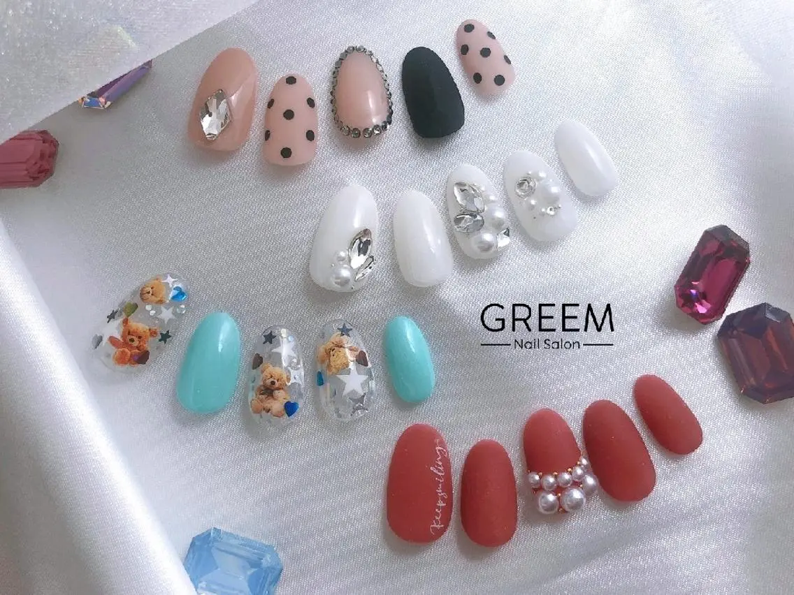 ネイル ガーリー ハンドネイル GREEM グリームのネイルデザイン
