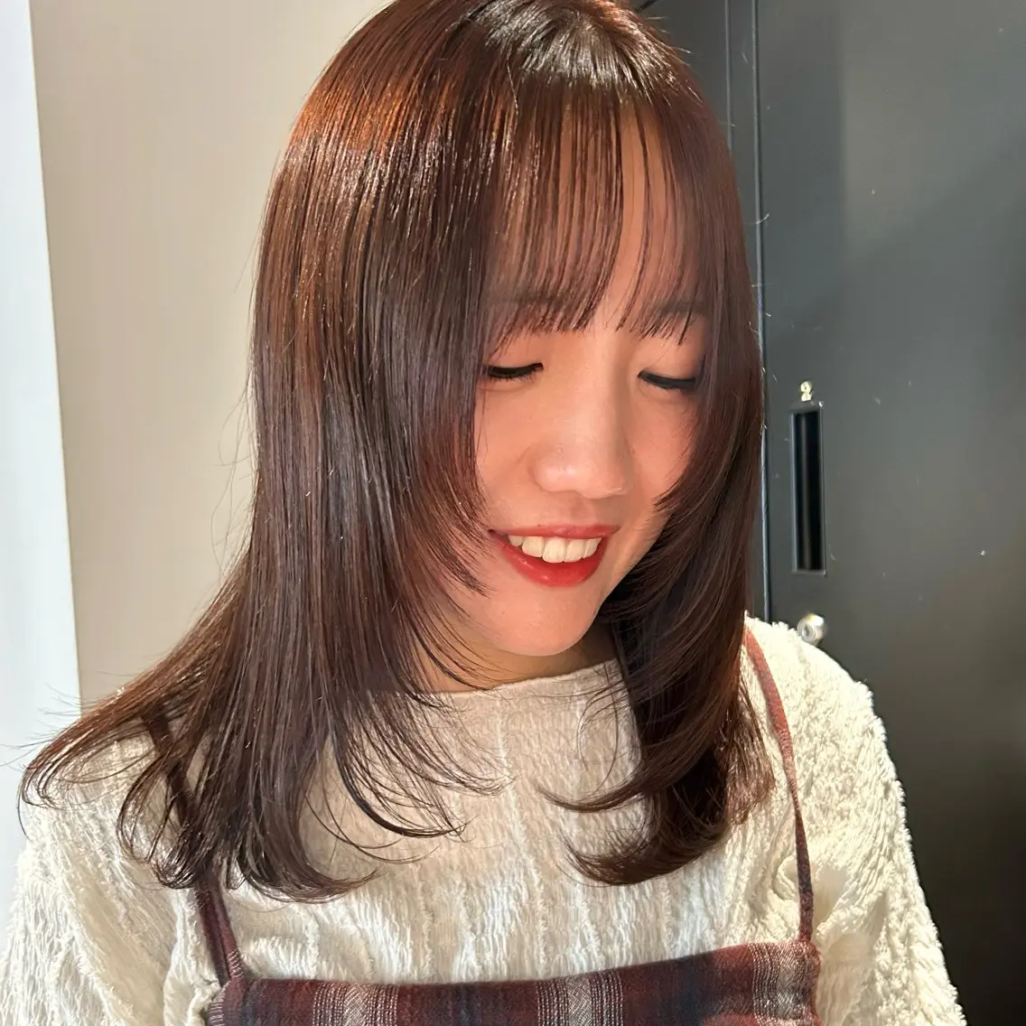 ミディアム 顔まわりレイヤー 顔周りカット レイヤーカット ヘアセット/透明感 カラー/MIHO♡のヘアスタイル