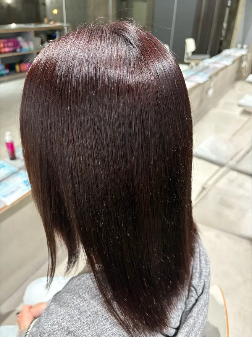 ミディアム カラー レッドカラー ヘアカラー 玉置七海✨ /透明感/髪質改善のヘアスタイル