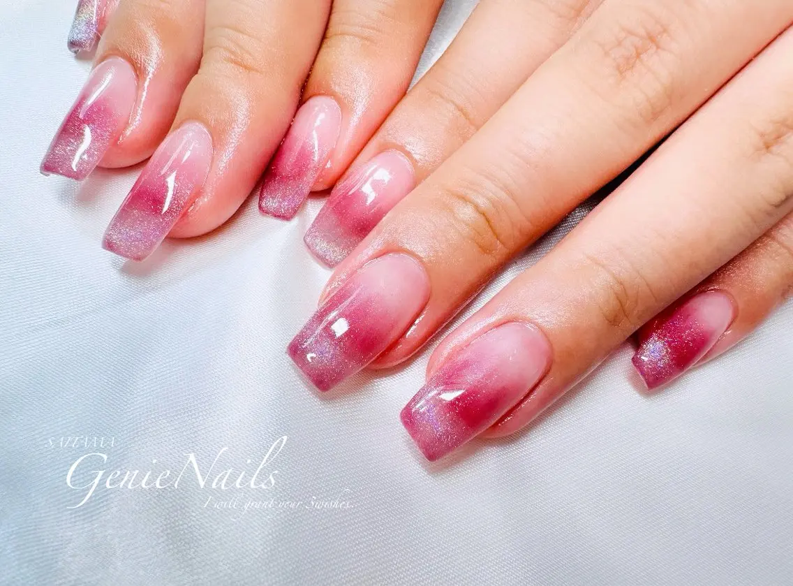 メンズ ネイル アートネイル 長さ出し グラデーション 氷ネイル・うるうるネイル ロングネイル Genie Nailsのネイルデザイン