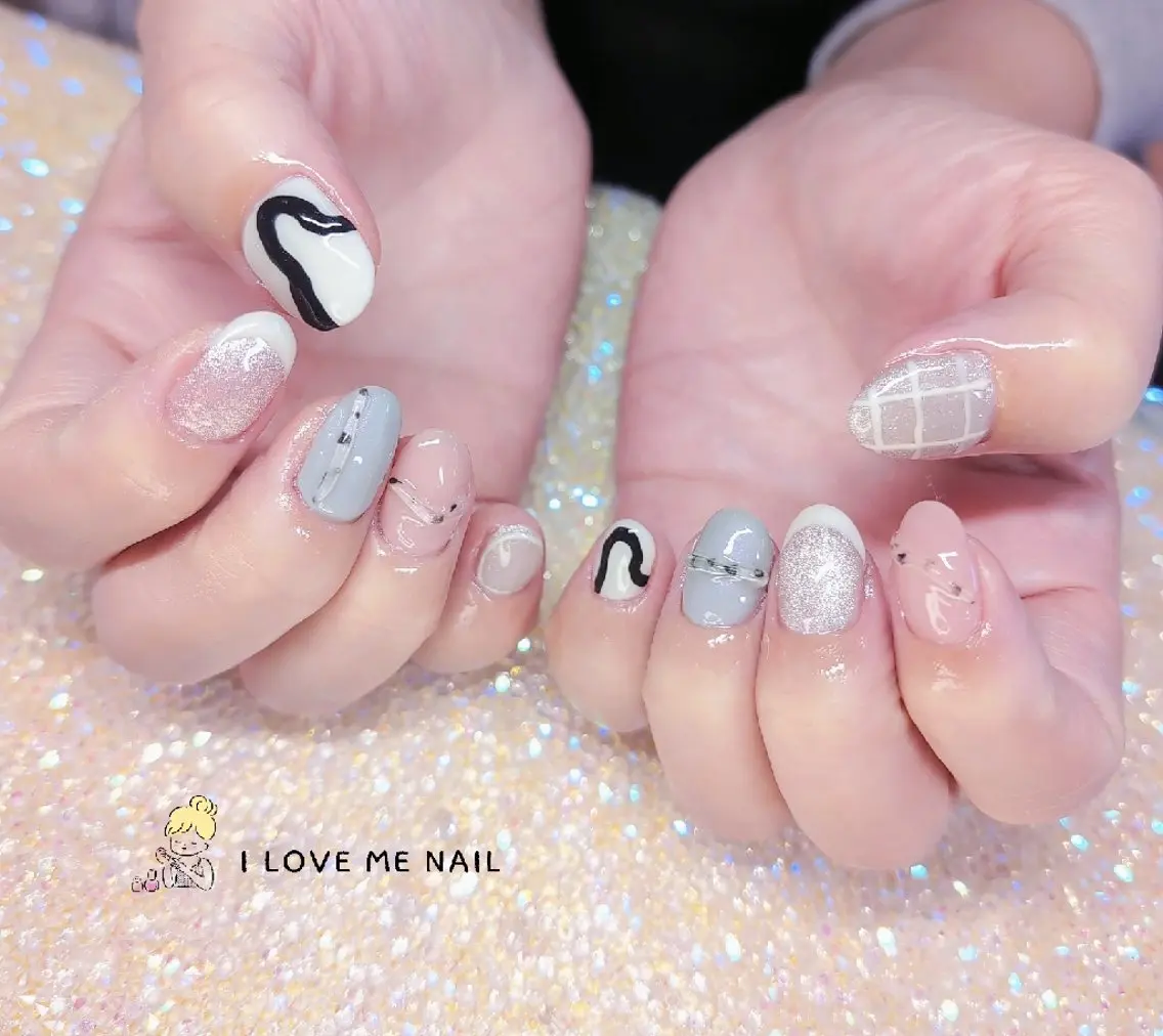 ネイル 長さ出し ハート 韓国ネイル マグネットネイル ニュアンスネイル ハンドネイル I LOVE ME NAIL.｡.:*♡のネイルデザイン
