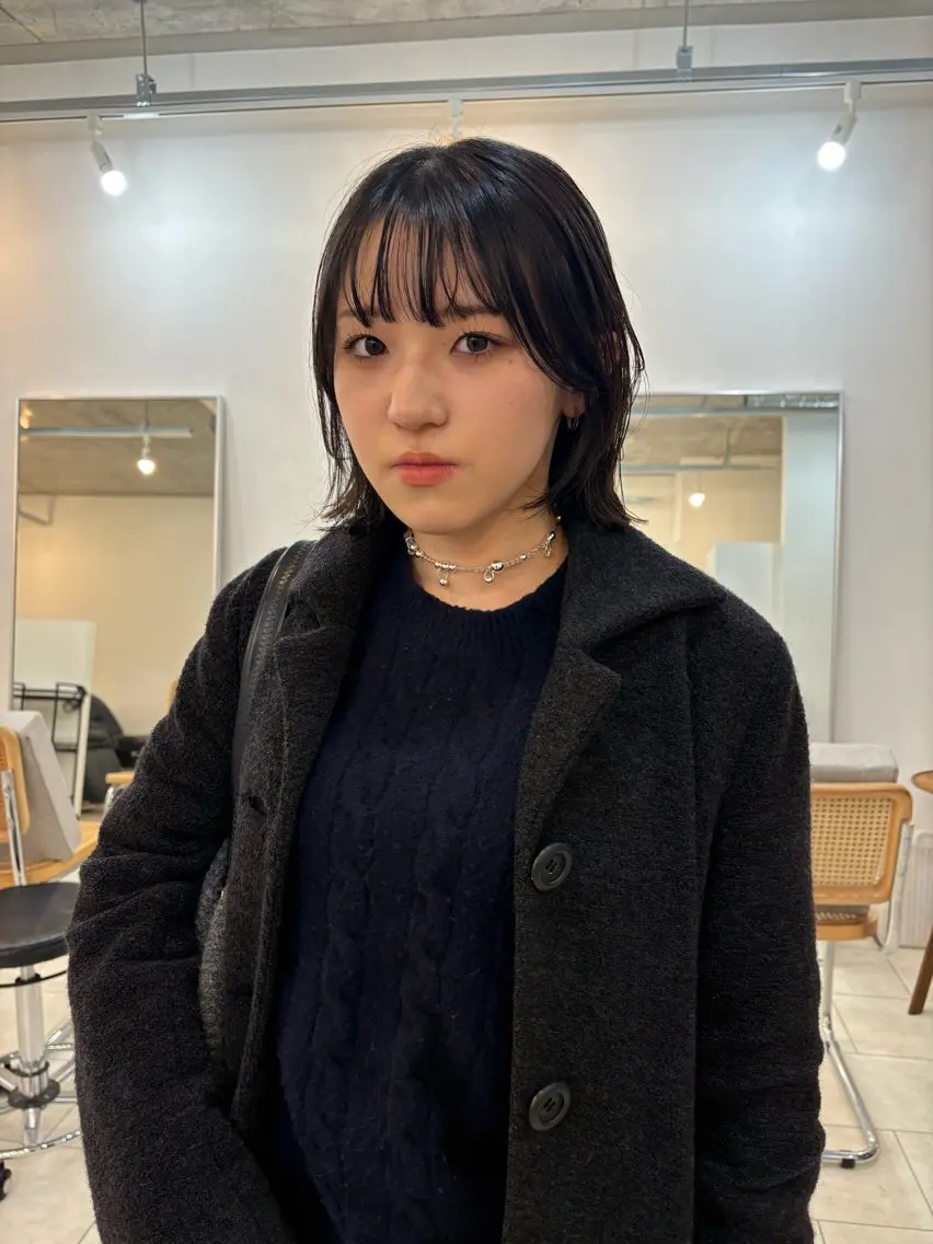 ミディアム カラー パーマ ミディアムパーマ カット ヘアカラー 縮毛矯正 eri kinjoのヘアスタイル