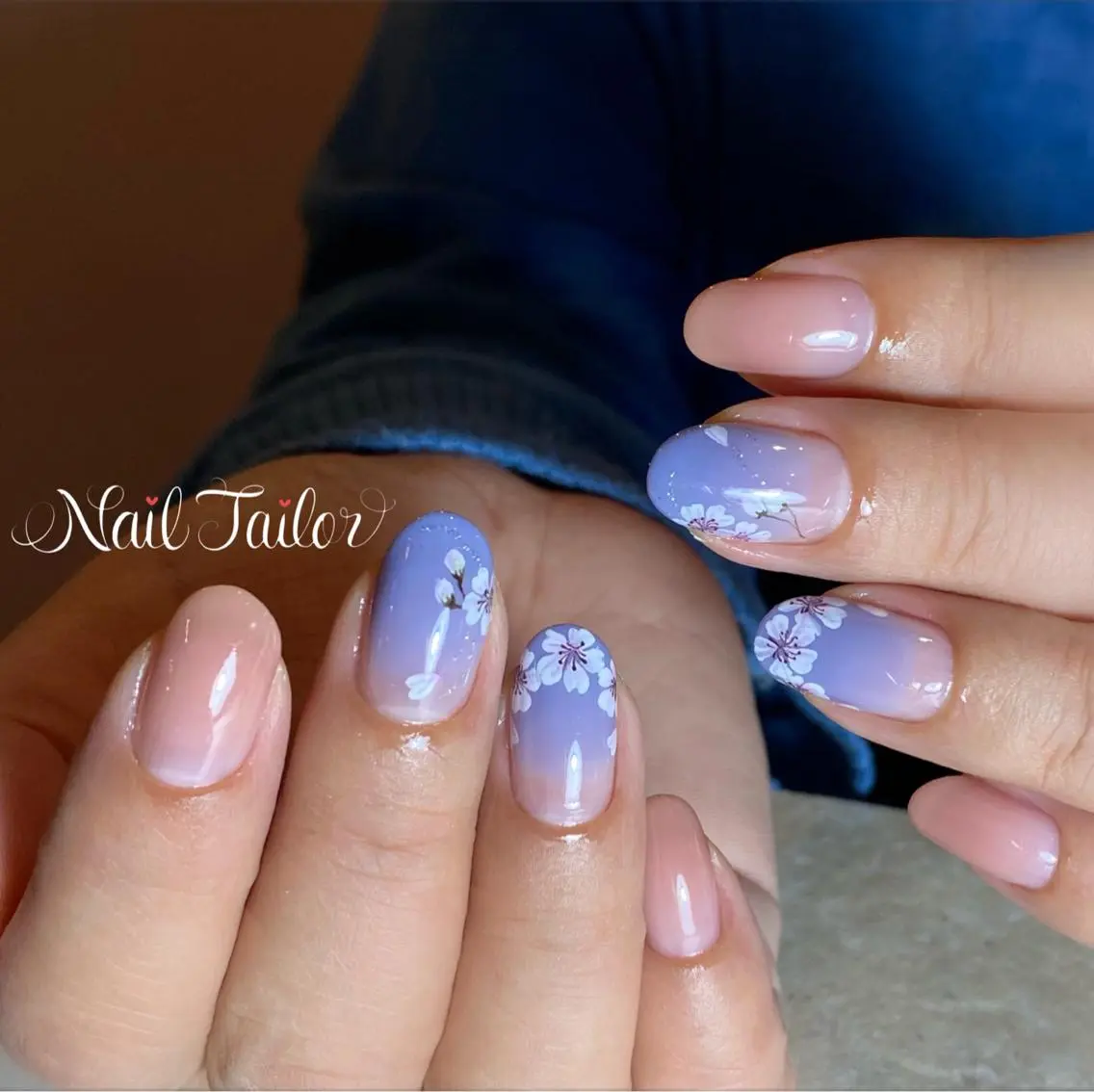 ネイル アートネイル 桜ネイル 長さ出し ジェルネイル グラデーション ハンドネイル NailTailor ネイルテイラーのネイルデザイン