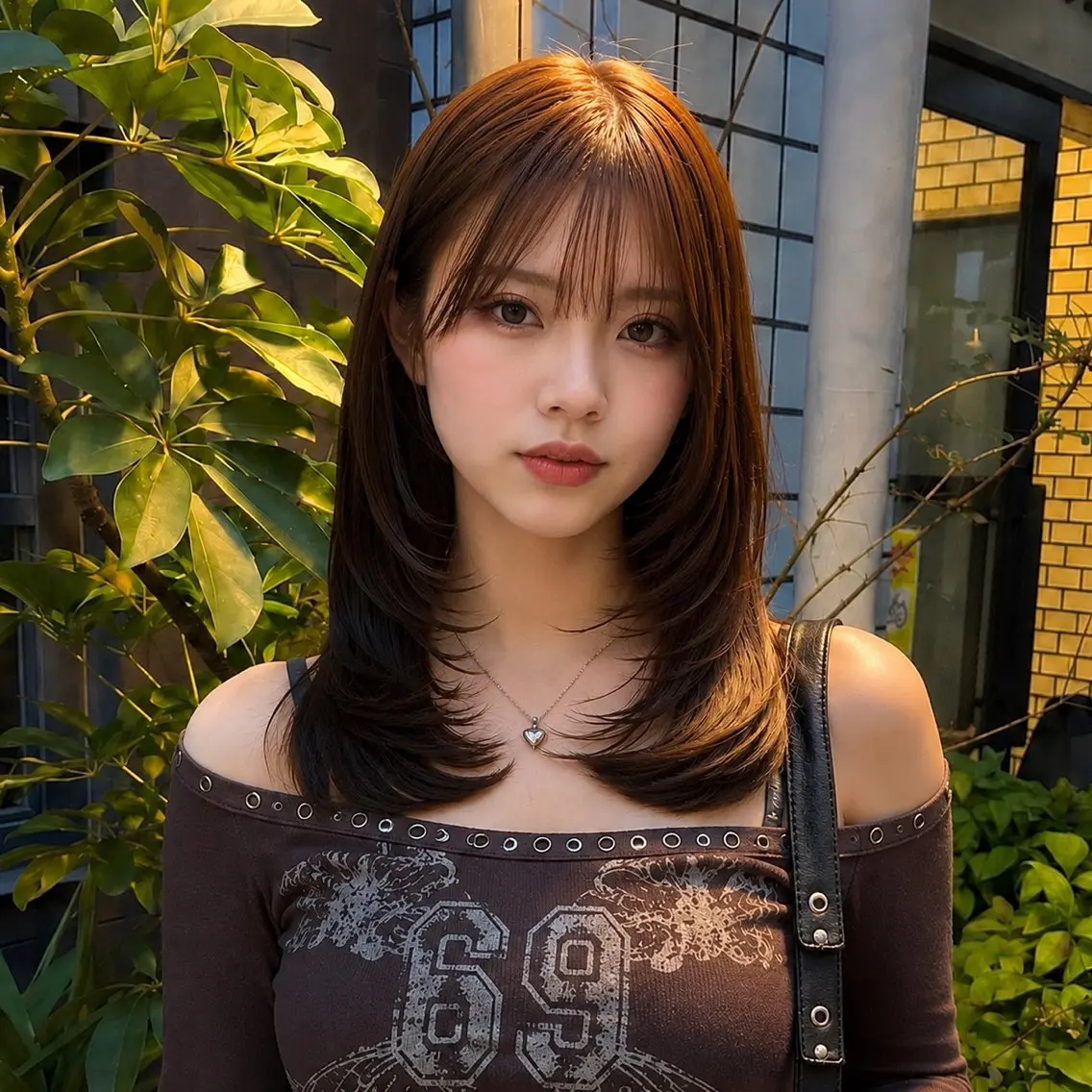 ロング 顔まわりレイヤー 顔周りカット ハッシュカット 韓国風ヘア レイヤーカット カット ヘアカラー トリートメント ハイトーン/レイヤー カット/TAKEのヘアスタイル