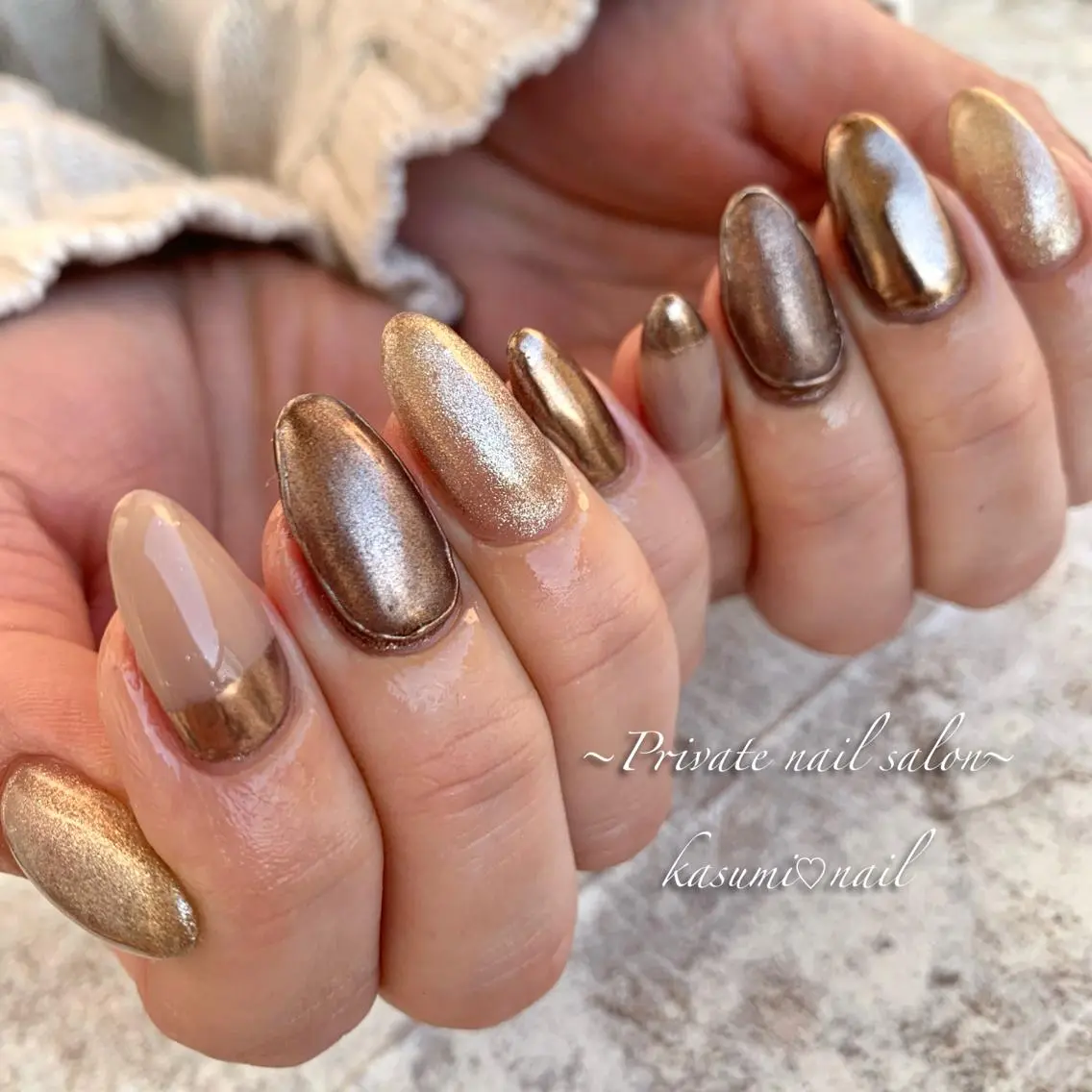 ネイル アートネイル ラメ(グリッター) マグネットネイル ミラーネイル ニュアンスネイル KASUMI♡ Nailのネイルデザイン