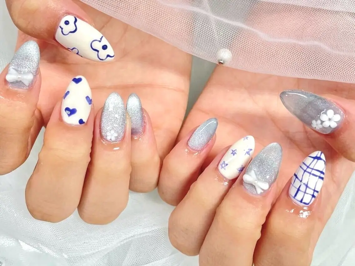 ネイル アートネイル ジェルネイル マグネットネイル 持ち込み パラジェル Nail Neige🐈🌙のネイルデザイン
