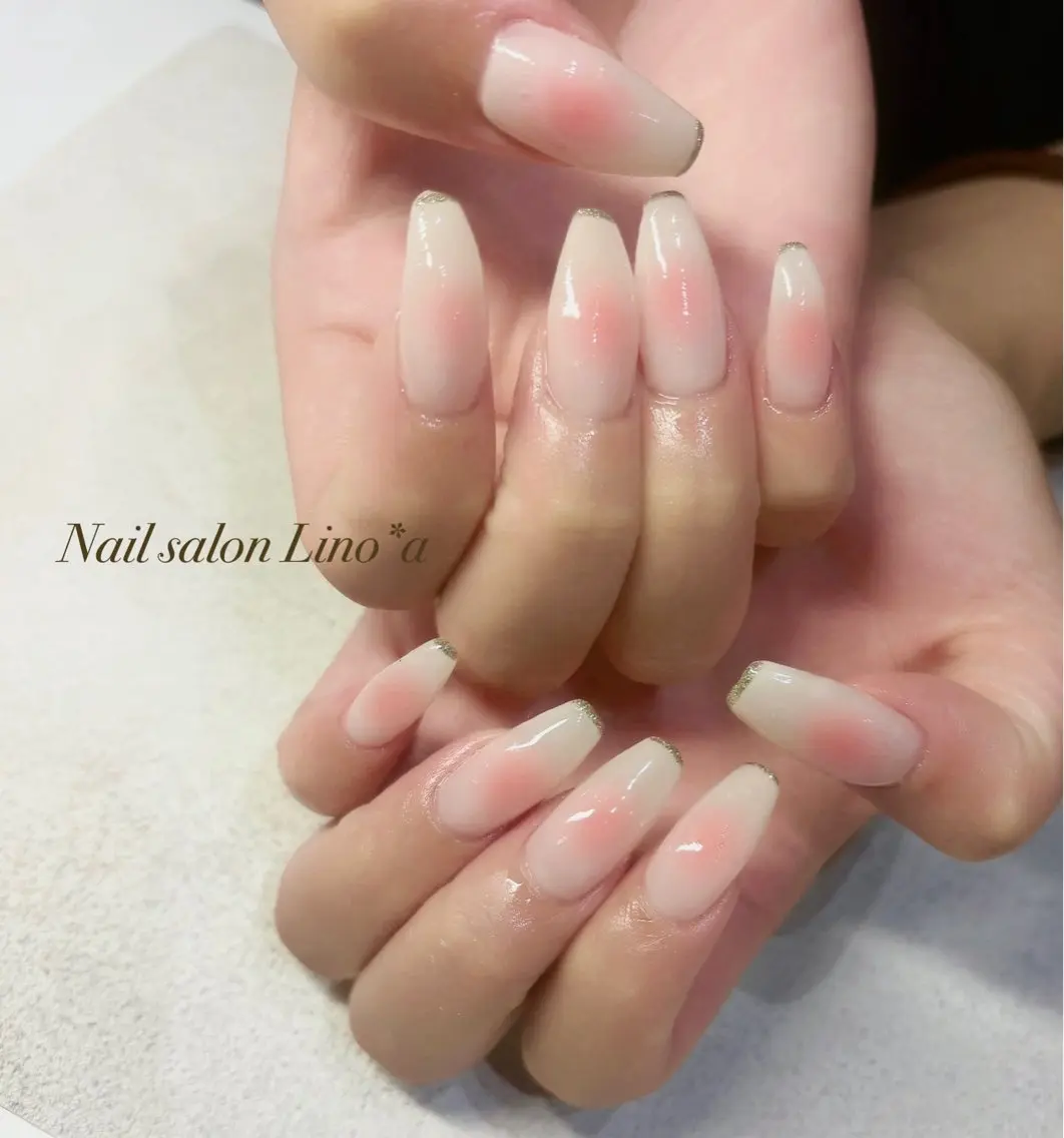 ネイル チークネイル ラメ(グリッター) ピンク ハンドネイル Nail salon Lino*aのネイルデザイン