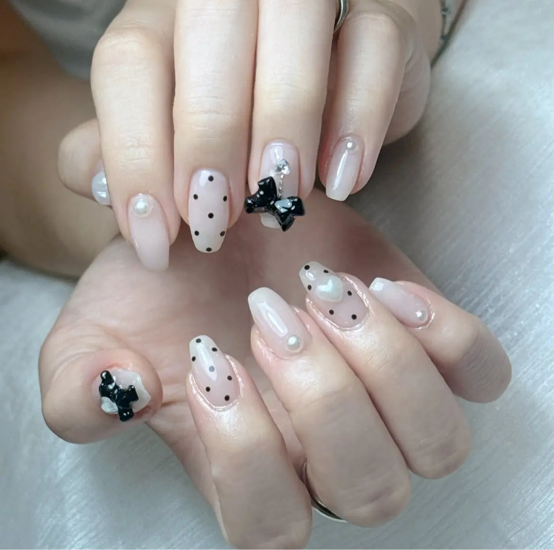 ネイル 桜ネイル 長さ出し フレンチネイル 韓国ネイル マグネットネイル ハンドネイル Kiwami nailsalonのネイルデザイン