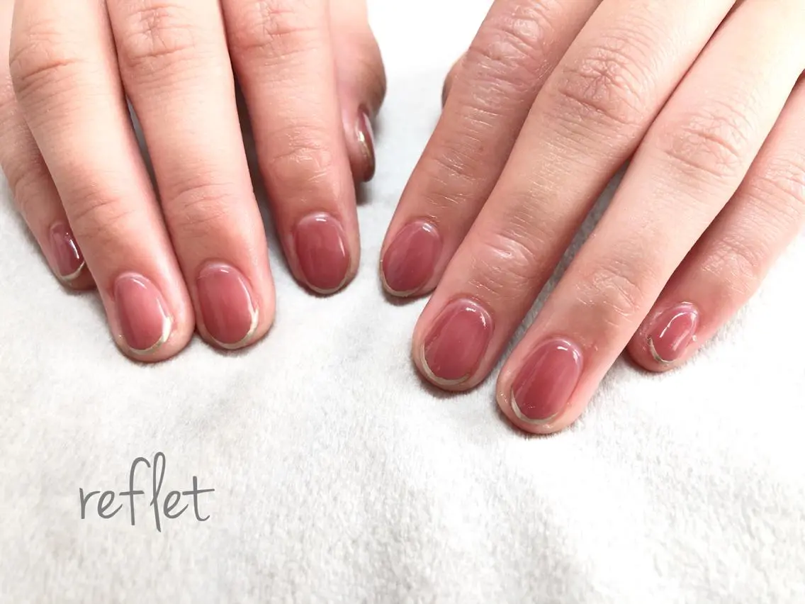 ネイル ボルドー ラメ(グリッター) ワンカラーネイル ハンドネイル reflet nailのネイルデザイン