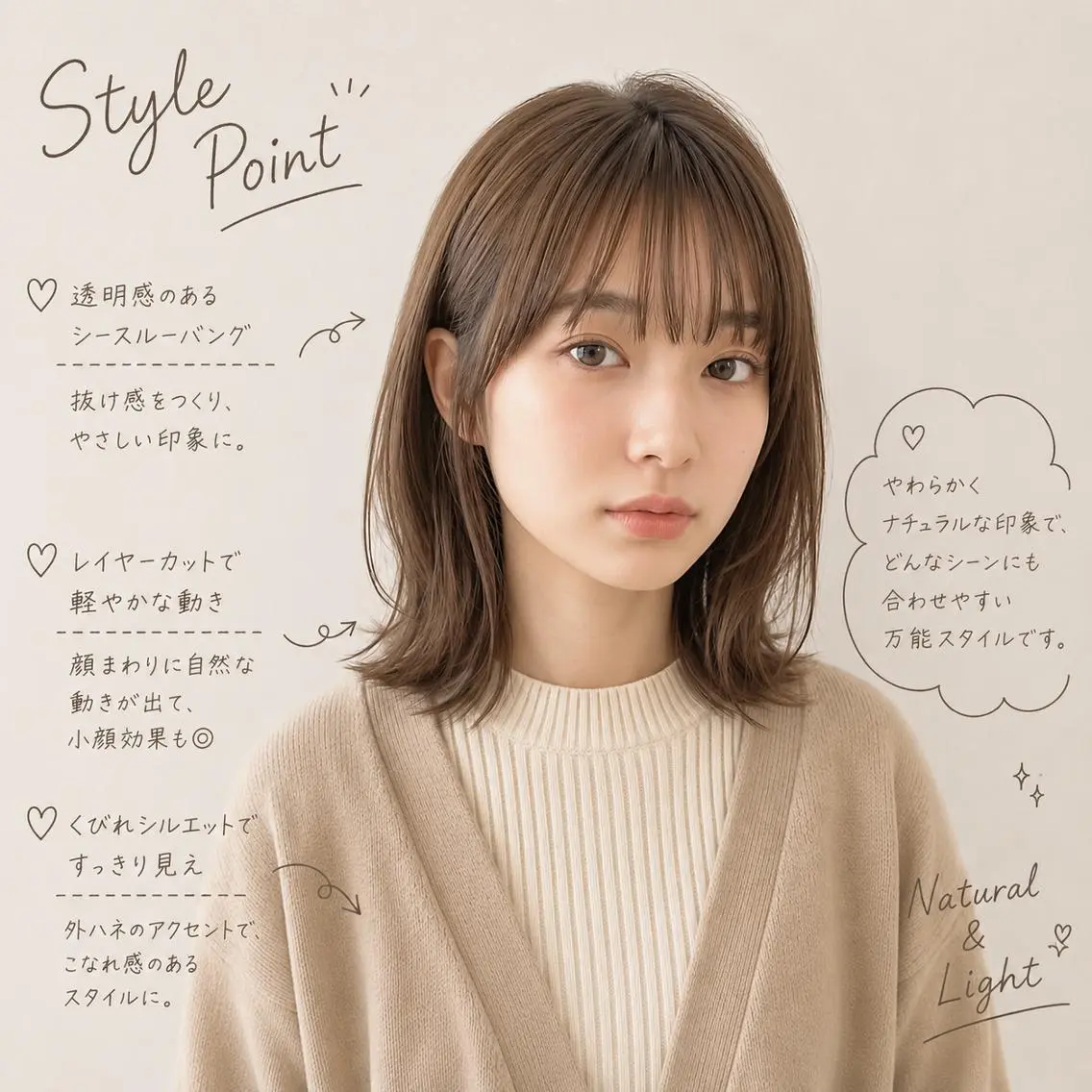 ミディアム カット ヘアカラー 🌻 kuschel モリオカのヘアスタイル