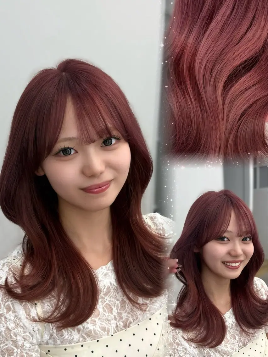ミディアム カラー ダブルカラー ピンクカラー yuna 💕透明感カラー💕のヘアスタイル