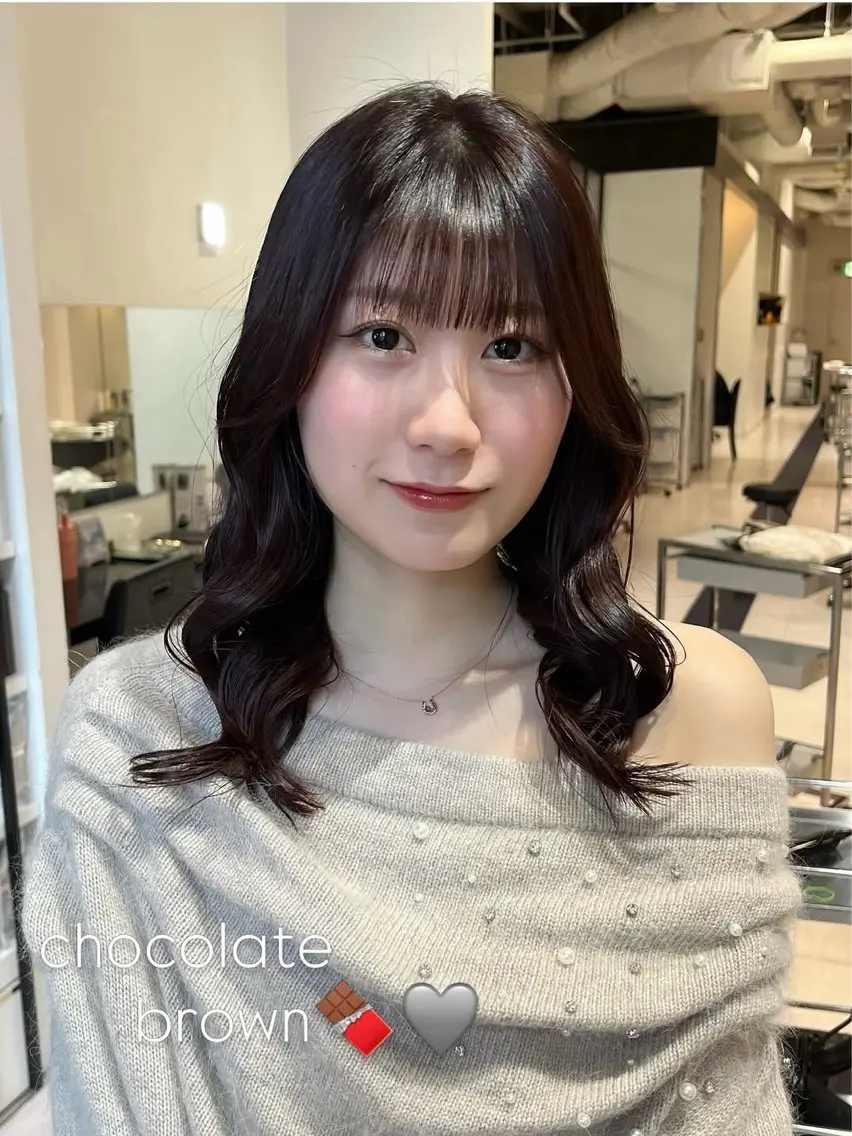 ミディアム カラー ブラウンカラー チョコレートブラウン ヨシンモリ カット ヘアカラー trico心斎橋 ナツミのヘアスタイル