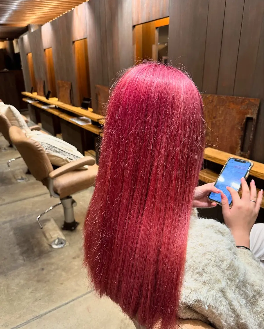 カラー ピンクカラー ヘアカラー トリートメント 水光艶カラー/ 艶ブリーチ/颯のヘアスタイル
