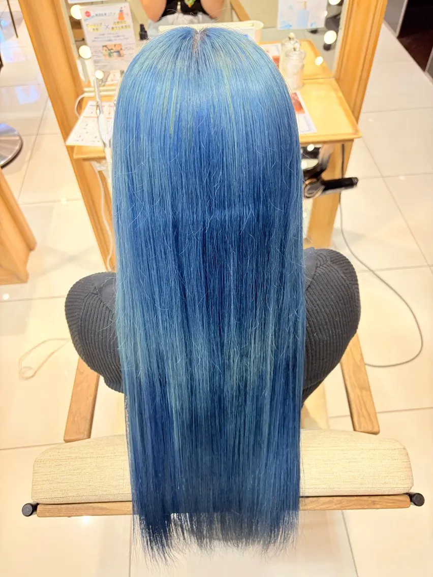 ロング カラー ブリーチ ブルーカラー ヘアカラー ブリーチෆハイトー ンカラー☾runaのヘアスタイル