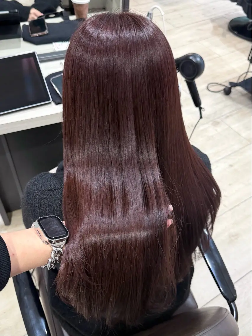 ロング カラー 黒髪 ブリーチ ブラウンカラー ダブルカラー ブリーチなしカラー カット ヘアカラー トリートメント レイヤー×髪質改善 🌀渋谷 KANAのヘアスタイル