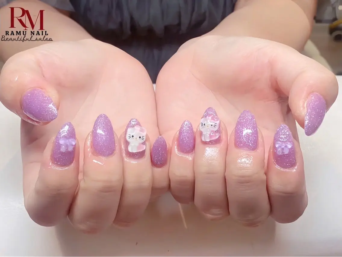 ネイル キラキラネイル マグネットネイル ミラーネイル ピンク 夏ネイル ハンドネイル RAMU Nail 恵比寿店のネイルデザイン