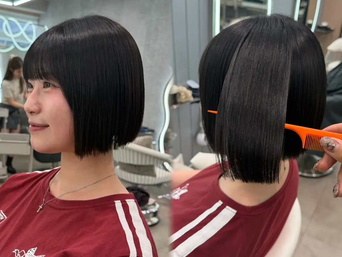 ミディアム ヘアアレンジ アッシュ ボブ くびれヘア 顔まわりレイヤー 顔周りカット カット 縮毛矯正 トリートメント ヘアセット 大宮縮毛矯正🩵 レイヤー 佐藤和のヘアスタイル