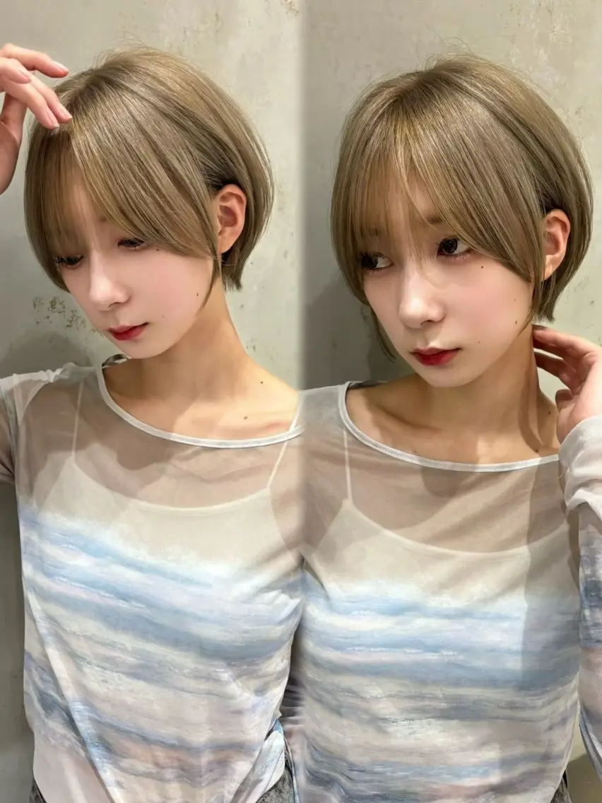 ショート カラー ブリーチ ショートヘア 似合わせカラー× ウルフカット/ホマレのヘアスタイル