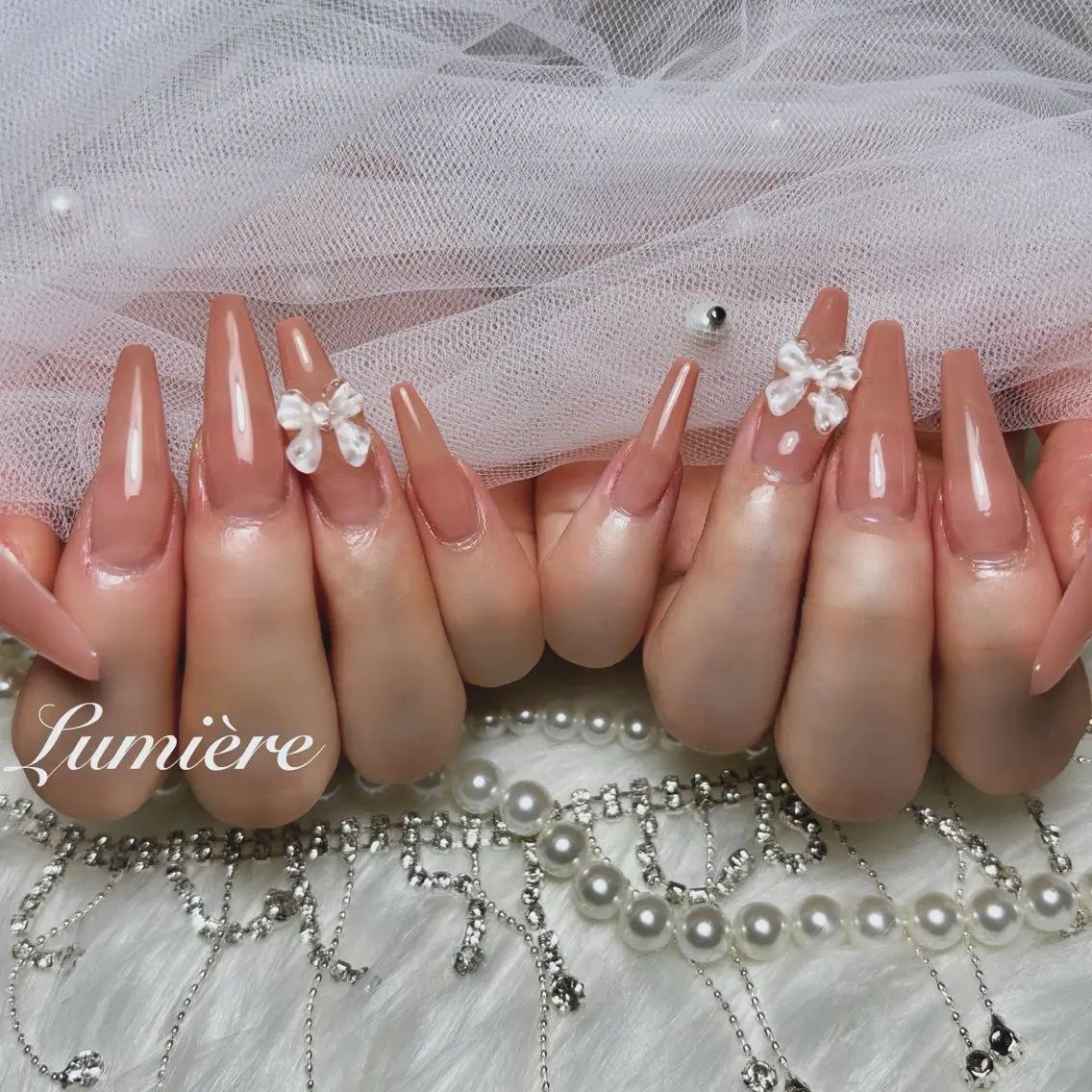ネイル ロングネイル ハンドネイル Lumière| ロング|ワンホンのネイルデザイン