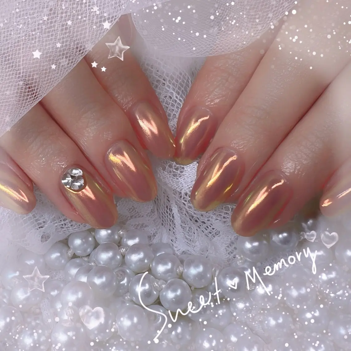 ネイル チークネイル フレンチネイル ガーリー ガラスフレンチ グラデーション ハンドネイル Chill Nailsalonのネイルデザイン